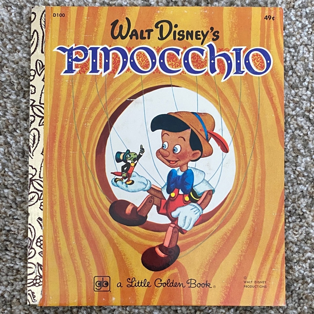 💚 2/$15 Walt Disney's Pinocchio Little Golden Book